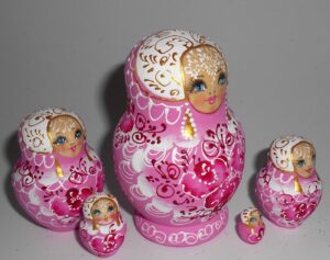 Nata in pink lace dress small nesting Doll Babooshki s