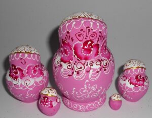 Nata in pink lace dress small nesting Doll Babooshki s