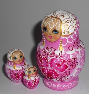 Nata in pink lace dress small nesting Doll Babooshki s