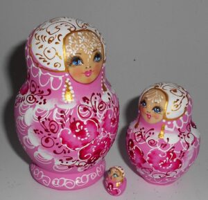 Nata in pink lace dress small nesting Doll Babooshki s