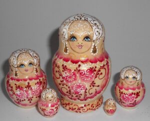 Nata Lace hot pink woody dress small Babushka Matryoshka nesting Doll  Babooshki Babushkas