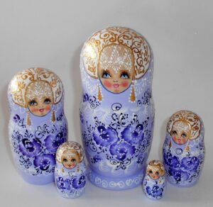 Nata in purple lace dress medium Babushka Matryoshka nesting Doll Babooshki Babushkas