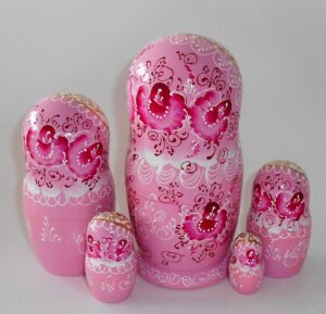 Nata in pink lace dress medium nesting Doll Babooshki s