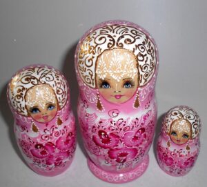 Nata in pink lace dress medium nesting Doll Babooshki s