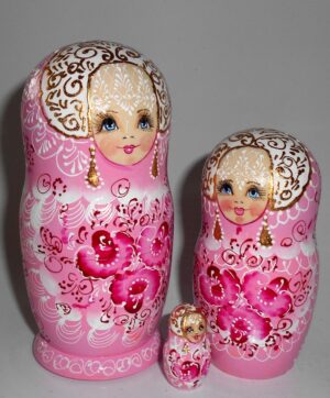 Nata in pink lace dress medium nesting Doll Babooshki s