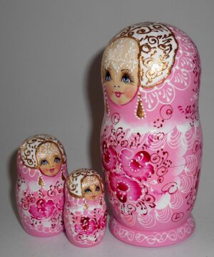 Nata in pink lace dress medium nesting Doll Babooshki s