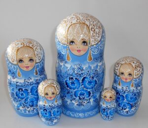 Nata in blue lace dress large Babushka Matryoshka nesting Doll Babooshki Babushkas
