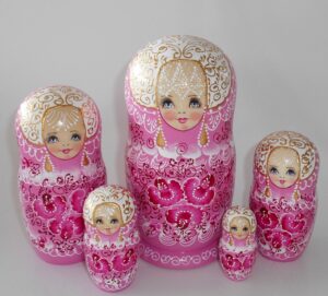 Nata in pink lace dress large  Babushka Matryoshka nesting Doll Babooshki Babushkas