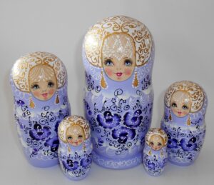 Nata in purple lace dress large Babushka Matryoshka nesting Doll Babooshki Babushkas