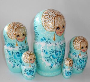 Nata in aqua lace dress large nesting Doll Babooshki s