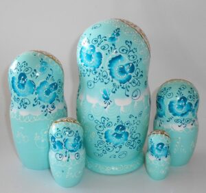 Nata in aqua lace dress large nesting Doll Babooshki s