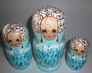 Nata in aqua lace dress large nesting Doll Babooshki s
