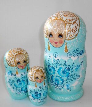 Nata in aqua lace dress large nesting Doll Babooshki s