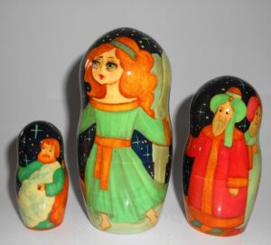 Nativity large multifigured on blue nesting Doll Babooshki s