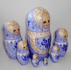 Nata in purple lace dress huge 7-set nesting Doll Babooshki s