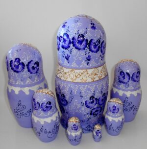 Nata in purple lace dress huge 7-set nesting Doll Babooshki s