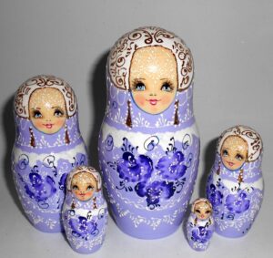 Nata in purple lace dress huge 7-set nesting Doll Babooshki s
