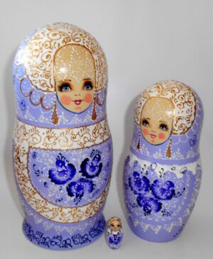 Nata in purple lace dress huge 7-set nesting Doll Babooshki s