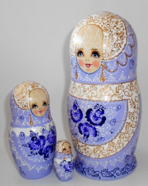 Nata in purple lace dress huge 7-set nesting Doll Babooshki s