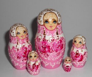 GIANT Nata in pink lace dress huge 10-set nesting Doll Babooshki s