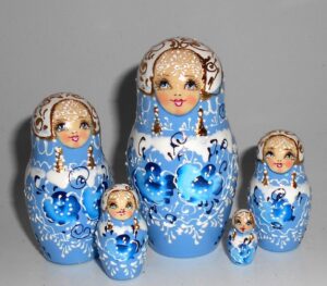 GIANT Nata in light blue lace dress huge 10-set nesting Doll Babooshki s