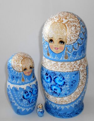 GIANT Nata in light blue lace dress huge 10-set nesting Doll Babooshki s