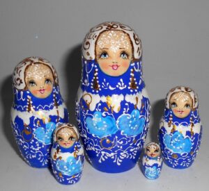 GIANT Nata in blue lace dress huge 10-set nesting Doll Babooshki s