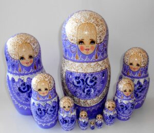 GIANT Nata in purple lace dress huge 10-set babushka Babushka Matryoshka nesting Doll Babooshki Babushkas