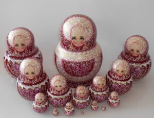 Nata in cherry lace dress huge 15-set nesting Doll Babooshki s