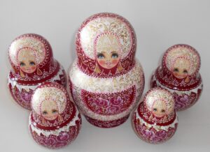 Nata in cherry lace dress huge 15-set nesting Doll Babooshki s