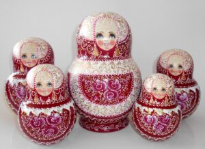 Nata in cherry lace dress huge 15-set nesting Doll Babooshki s