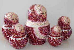 Nata in cherry lace dress huge 15-set nesting Doll Babooshki s