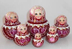 Nata in cherry lace dress huge 15-set nesting Doll Babooshki s