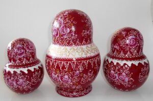 Nata in cherry lace dress huge 15-set nesting Doll Babooshki s