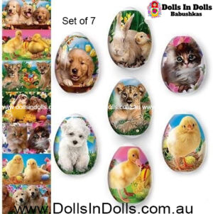 7  set Cutie baby animals Easter Egg Shrinking Wraps