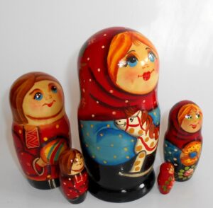 Village girl with rocking horse nesting Doll Babooshki s