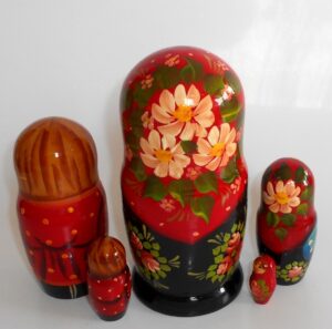 Village girl with rocking horse nesting Doll Babooshki s