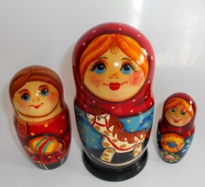 Village girl with rocking horse nesting Doll Babooshki s