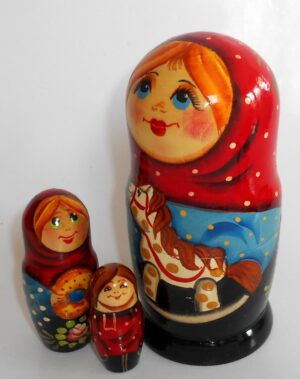 Village girl with rocking horse nesting Doll Babooshki s