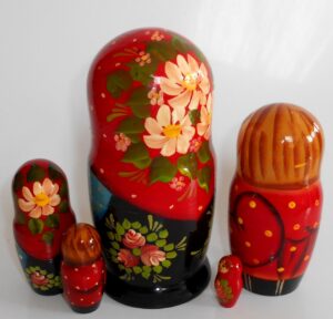 Village girl with rocking horse nesting Doll Babooshki s