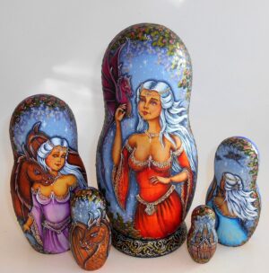 Mystic warier princess with dragon XL babushka Babushka Matryoshka nesting Doll Babooshki Babushkas