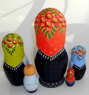 Village girls with Dalmatians XL nesting Doll Babooshki s