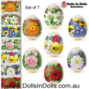 7 set Bright flowers with gold  Egg Shrinking Wraps
