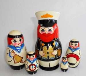 Nolinsk Captain with red beard and sailors Babushka Matryoshka nesting Doll Babooshki Babushkas Babushka Matryoshka nesting Doll Babooshki Babushkas Classic Village Traditional