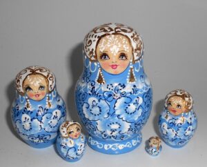 Nata lace  in  darker blue lace dress small Babushka Matryoshka nesting Doll  Babooshki Babushkas