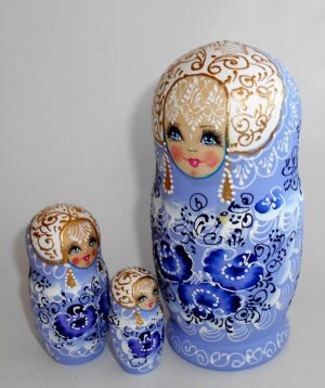 Nata in violet/blue lace dress medium nesting Doll Babooshki s