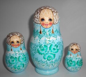 Nata in cyan lace dress large nesting Doll Babooshki s