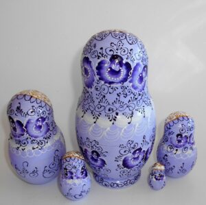 Nata in violet/blue lace dress large nesting Doll Babooshki s