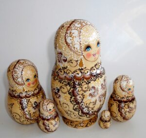 Nata lace in brown lace dress large nesting Doll Babooshki s
