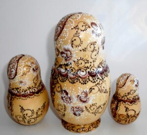 Nata lace in brown lace dress large nesting Doll Babooshki s